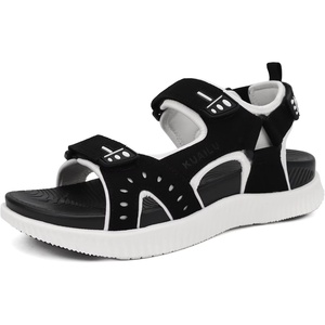 KuaiLu Mens Hiking Sandals with Orthopedic Arch Support Footbed(Black White)