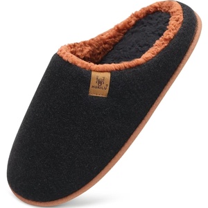 KuaiLu Mens House Memory Foam Slippers with Comfortable Warm Plush Lining(Black Brown)