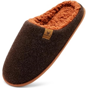 KuaiLu Mens House Memory Foam Slippers with Comfortable Warm Plush Lining(Brown)