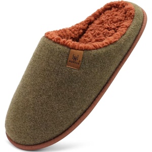 KuaiLu Mens House Memory Foam Slippers with Comfortable Warm Plush Lining(Green Brown)