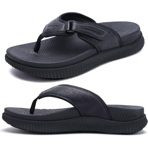 KuaiLu Mens Orthotic Cushion Flip Flops Athletic Recovery Walking Sandals(Black)