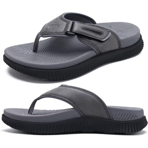KuaiLu Mens Orthotic Cushion Flip Flops Athletic Recovery Walking Sandals(Grey)