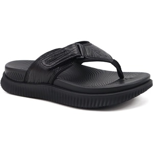KuaiLu Men’s Orthotic Cushion Flip Flops Recovery Walking Athletic Sandals(All Black)