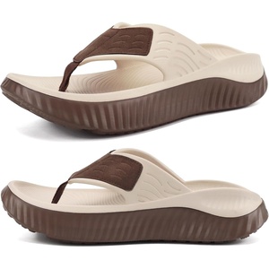 KuaiLu Recovery Flip Flops for Women Sport Thong Sandals(Beige Brown（go One Size Up）)
