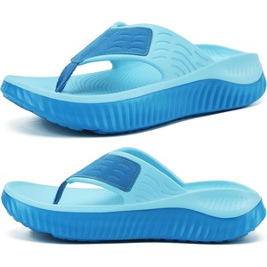 KuaiLu Recovery Flip Flops for Women Sport Thong Sandals(Double Blue（go One Size Up）)