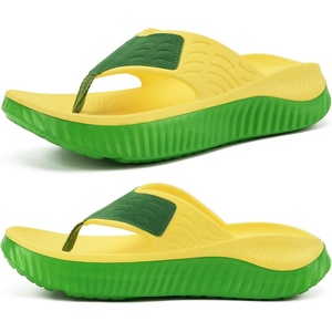 KuaiLu Recovery Flip Flops for Women Sport Thong Sandals(Yellow Green（go One Size Up）)