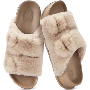 KuaiLu Womens Arch Support Slides Slippers Indoor Outdoor Casual Outfits(Beige)