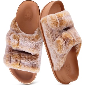 KuaiLu Womens Arch Support Slides Slippers Indoor Outdoor Casual Outfits(Khaki (Tip Dyeing))