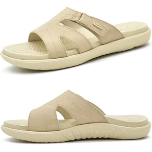 KuaiLu Womens Fashion Orthotic Slides Arch Support Slip On Walking Sandals(Beige)