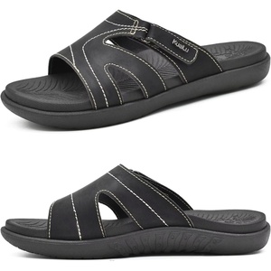 KuaiLu Womens Fashion Orthotic Slides Arch Support Slip On Walking Sandals(Black)