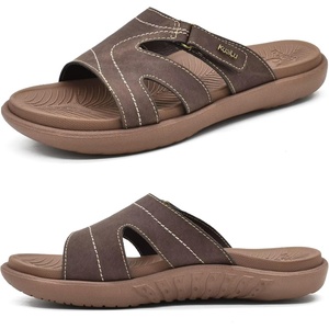 KuaiLu Womens Fashion Orthotic Slides Arch Support Slip On Walking Sandals(Brown)