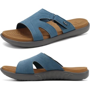 KuaiLu Womens Fashion Orthotic Slides Arch Support Slip On Walking Sandals(Denim Blue)