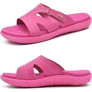 KuaiLu Womens Fashion Orthotic Slides Arch Support Slip On Walking Sandals(Hot Pink)