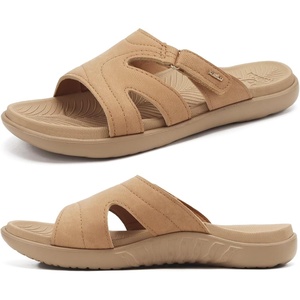 KuaiLu Womens Fashion Orthotic Slides Arch Support Slip On Walking Sandals(Nude)