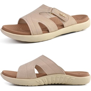 KuaiLu Womens Fashion Orthotic Slides Arch Support Slip On Walking Sandals(Tan Beige)