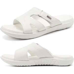 KuaiLu Womens Fashion Orthotic Slides Arch Support Slip On Walking Sandals(White)