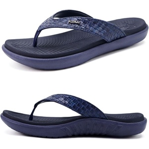 KuaiLu Womens Flip Flops Arch Support Yoga Mat Cushioned Thong Sandals(Dark Blue)
