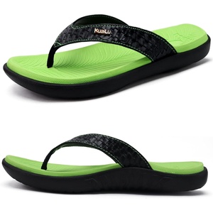 KuaiLu Womens Flip Flops Arch Support Yoga Mat Cushioned Thong Sandals(Green Black)