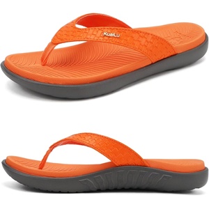 KuaiLu Womens Flip Flops Arch Support Yoga Mat Cushioned Thong Sandals(Orange)