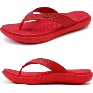 KuaiLu Womens Flip Flops Arch Support Yoga Mat Cushioned Thong Sandals(Pure Red)