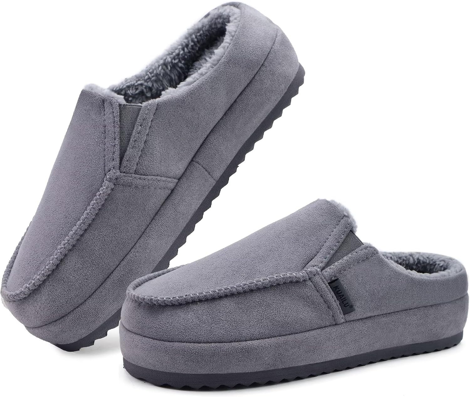 image:imageKuaiLu Womens Clog Slippers Cozy Warm Plush Lined With Arch Support Suede Faux Fur House ladies Bedroom Slippers Comfortable Memory Foam Slipon Womans Home ShoesGrey