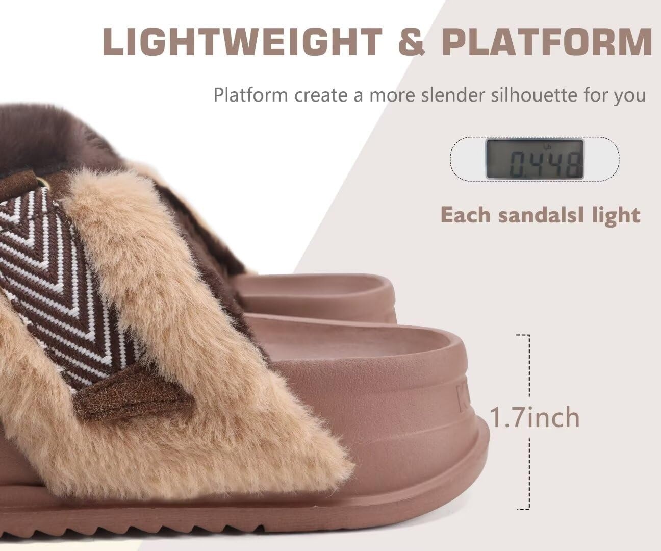 image:imageKuaiLu Womens Fuzzy Cross Band Arch Support Memory Foam Indoor SlippersBrown