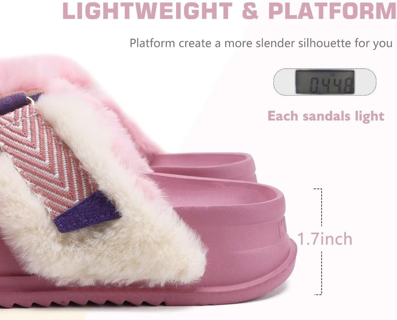 image:imageKuaiLu Womens Fuzzy Cross Band Arch Support Memory Foam Indoor SlippersPink