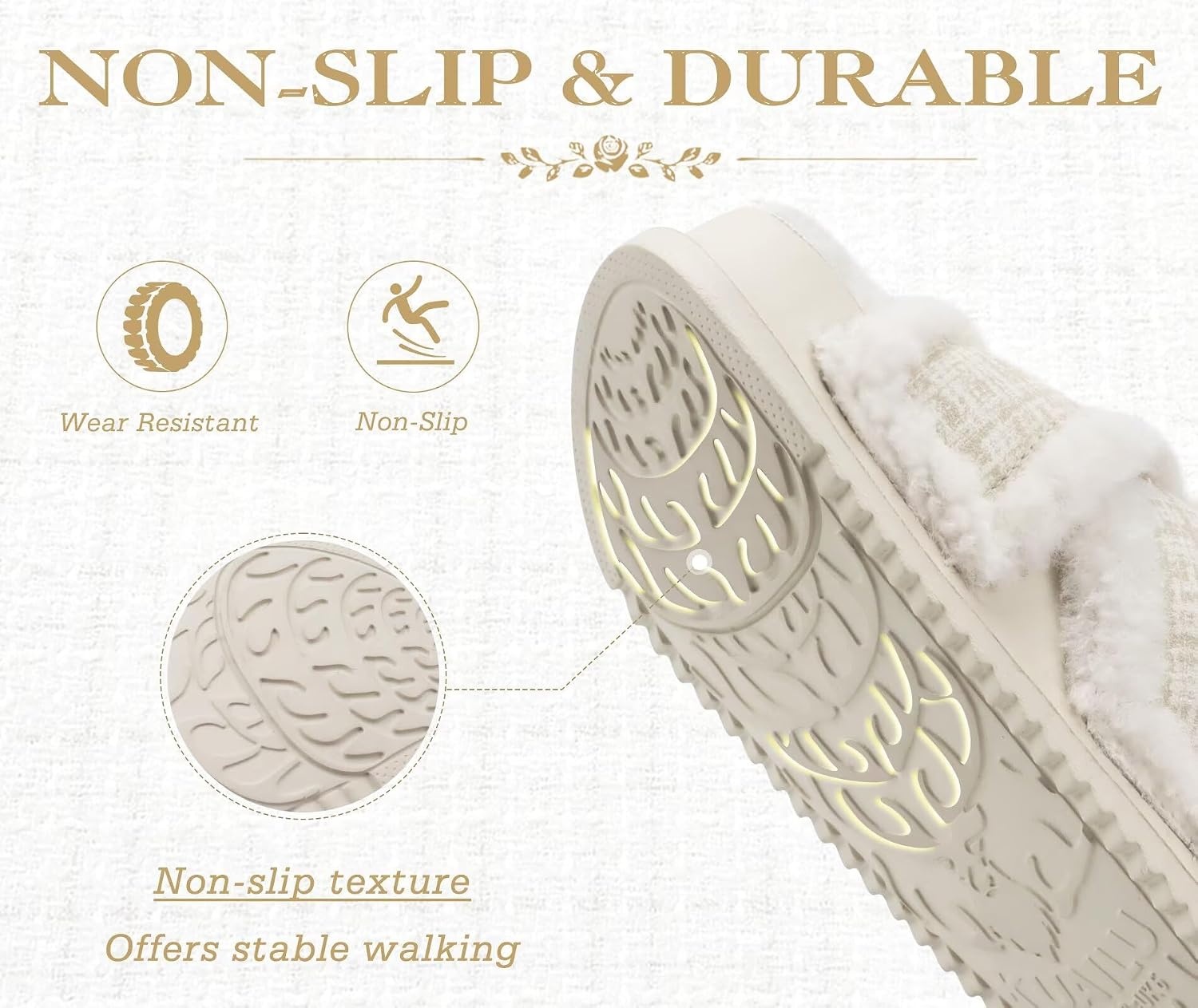 image:imageKuaiLu Womens Fuzzy Cross Band Arch Support Memory Foam Indoor SlippersSnow White