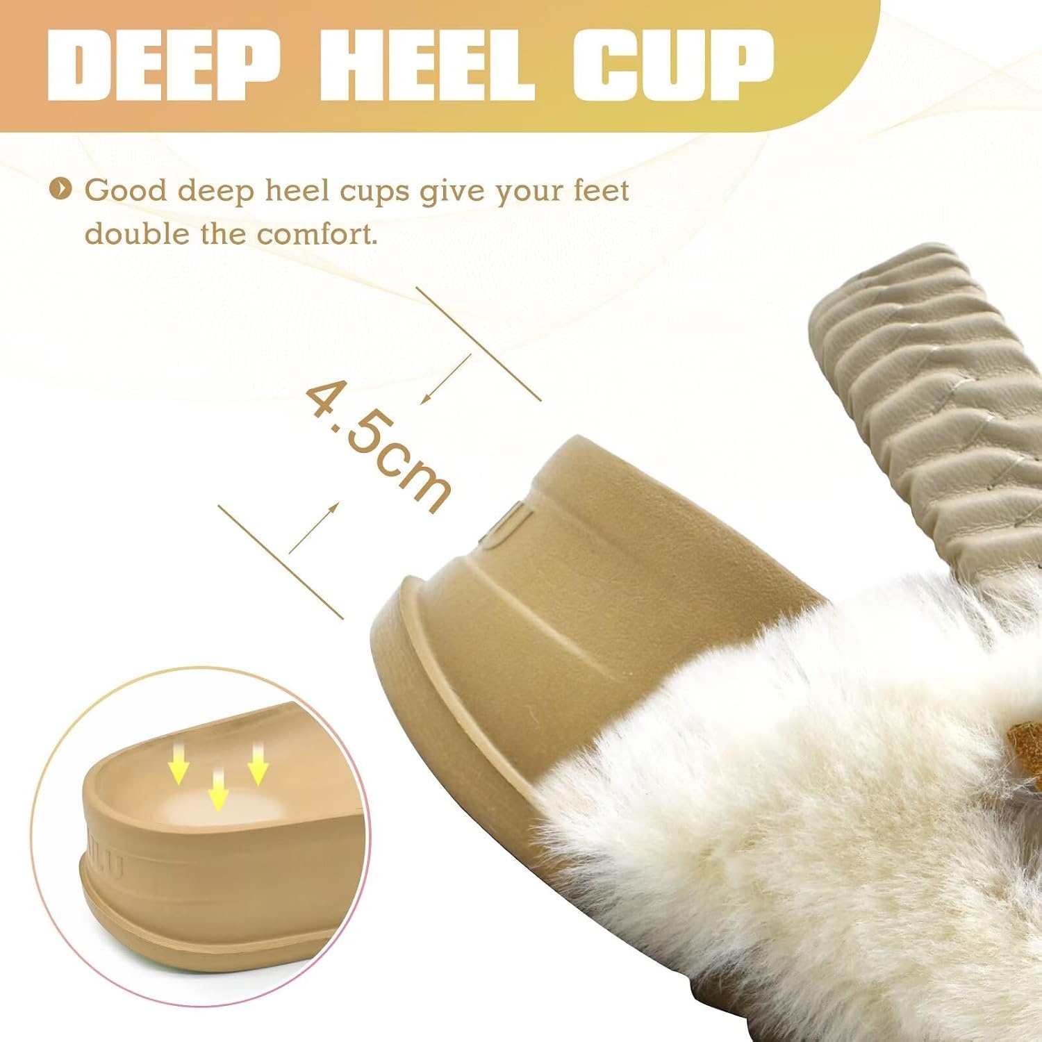 image:imageKuaiLu Womens Fuzzy Soft Platform Slippers with Arch Support Faux FurBeige