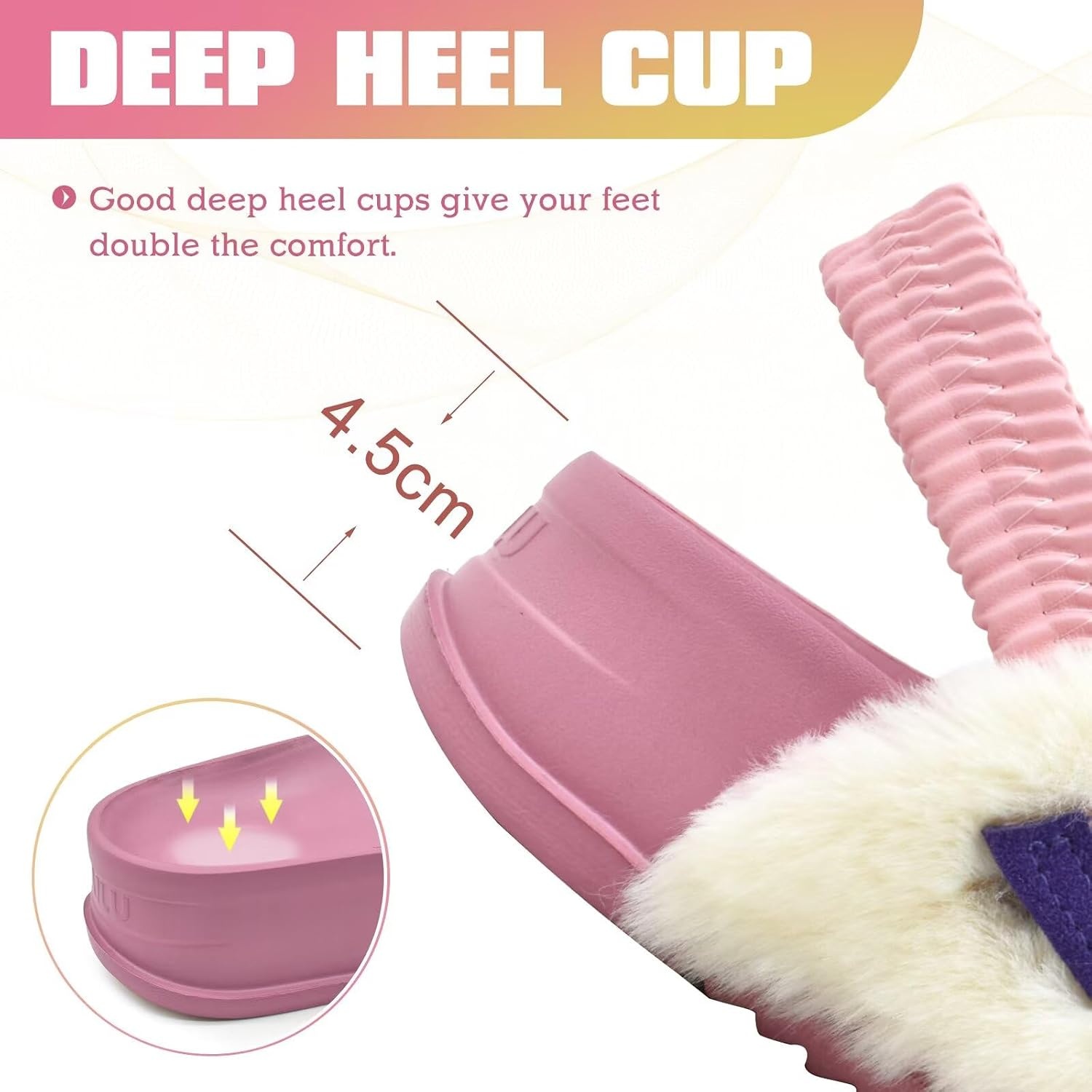 image:imageKuaiLu Womens Fuzzy Soft Platform Slippers with Arch Support Faux FurPink