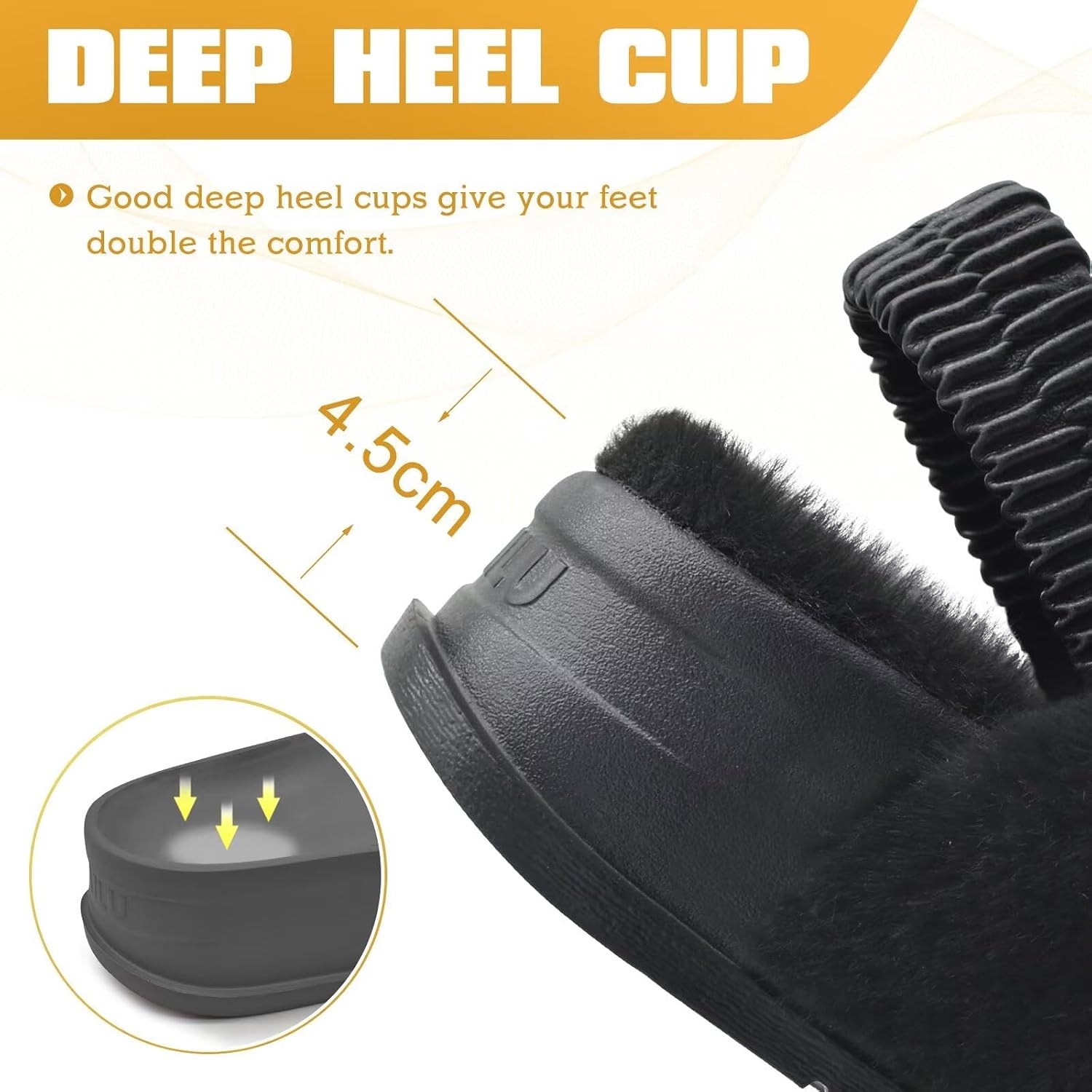 image:imageKuaiLu Womens Fuzzy Soft Platform Slippers with Arch Support Faux FurPlush Black