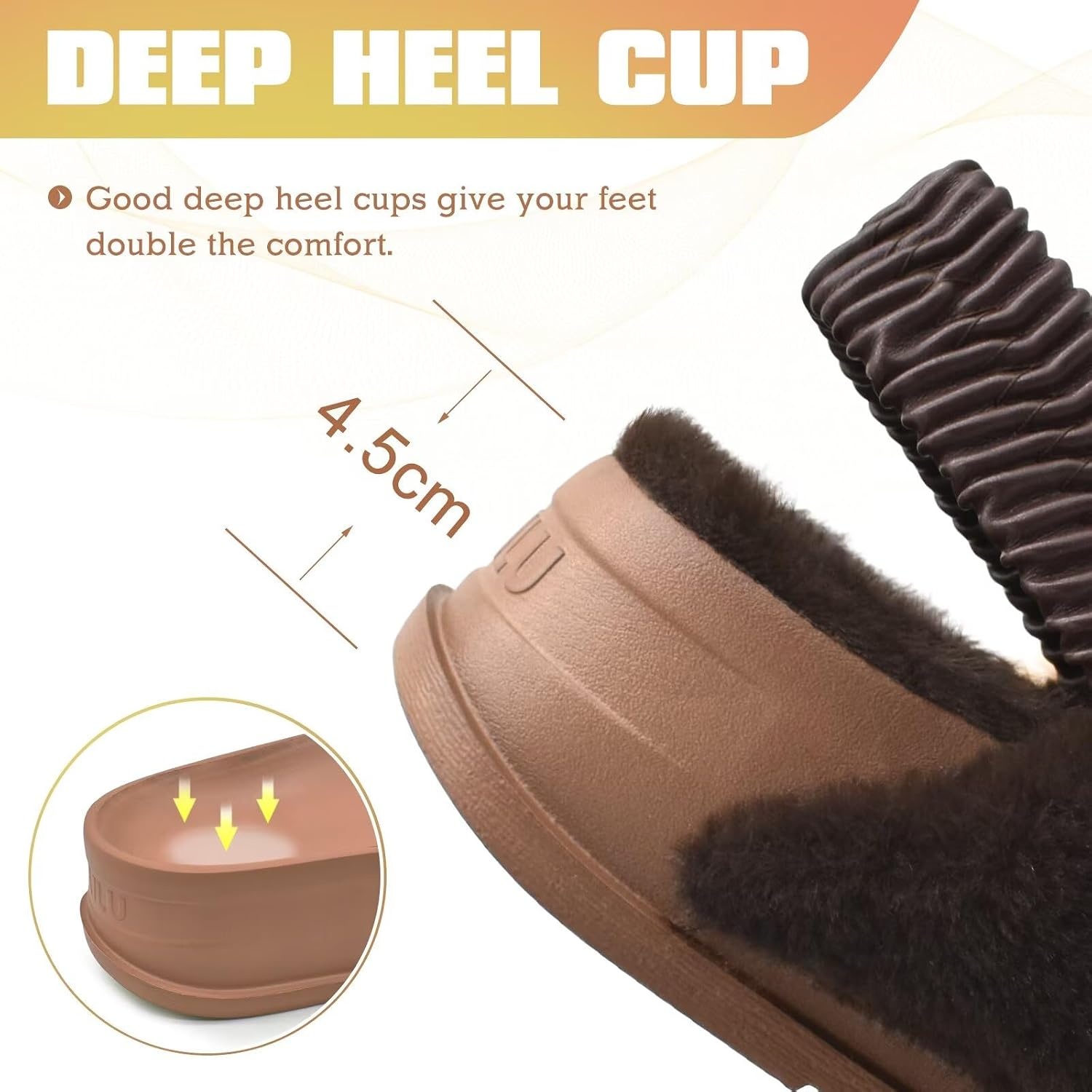 image:imageKuaiLu Womens Fuzzy Soft Platform Slippers with Arch Support Faux FurPlush Brown