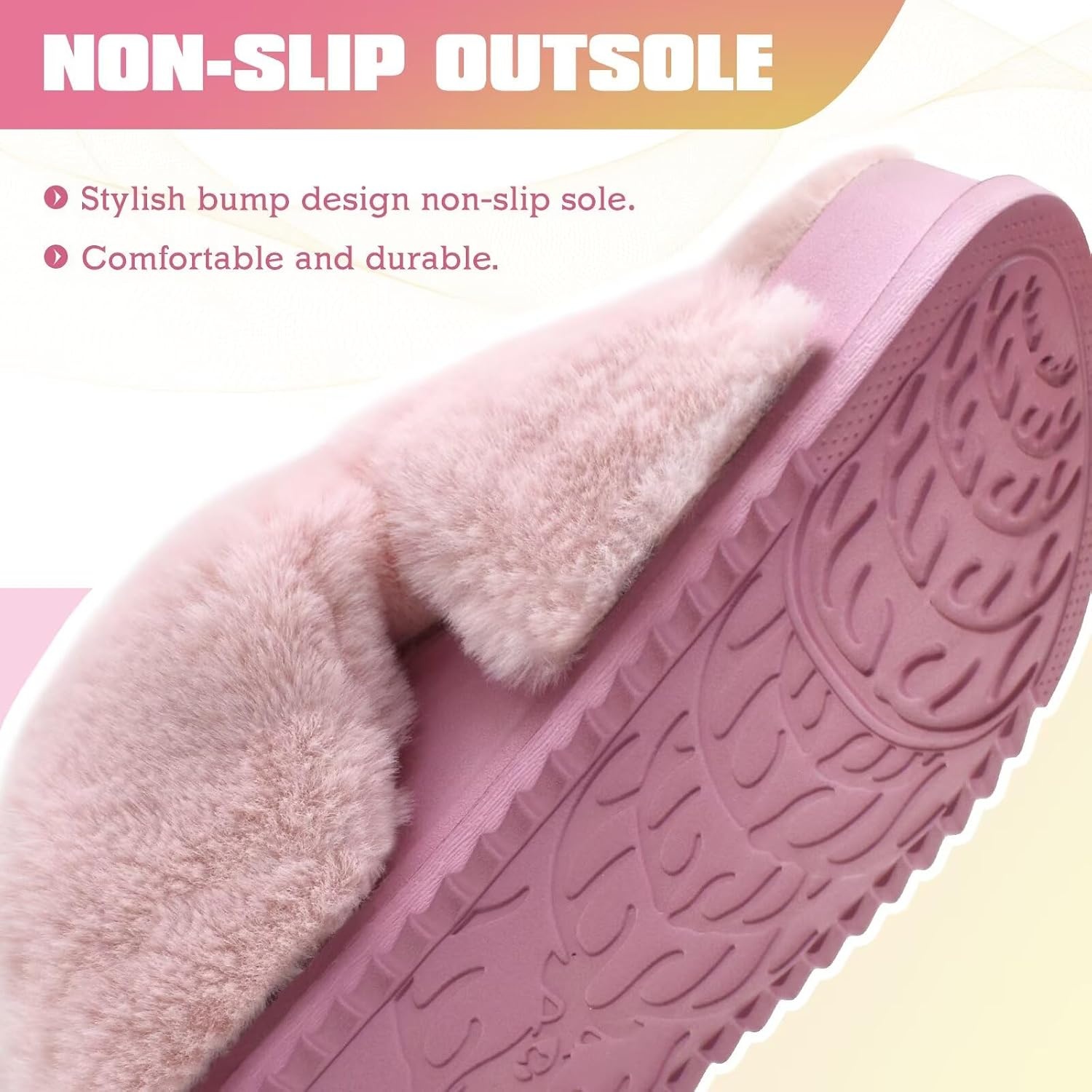 image:imageKuaiLu Womens Fuzzy Soft Platform Slippers with Arch Support Faux FurPlush Pink
