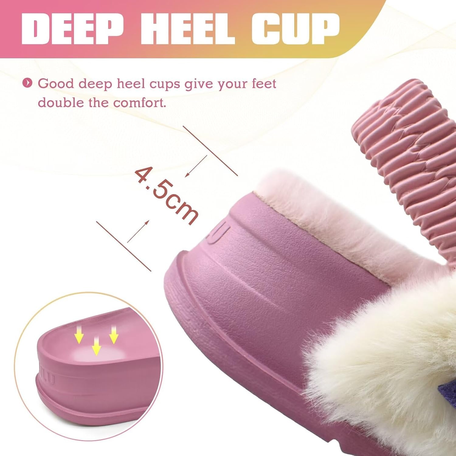 image:imageKuaiLu Womens Fuzzy Soft Platform Slippers with Arch Support Faux FurPlush Pink