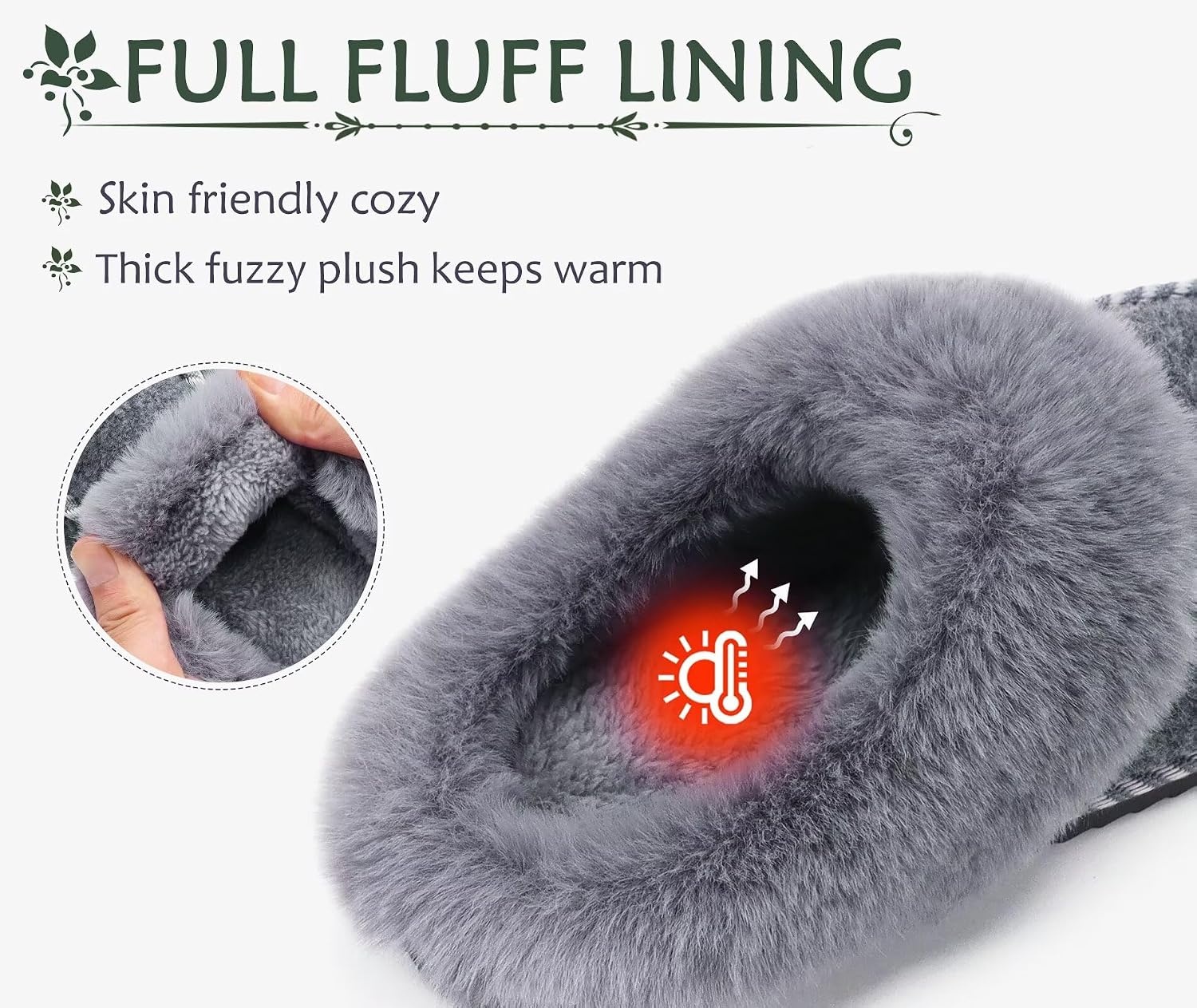 image:imageKuaiLu Womens Memory Foam Moccasin Slippers Plush House Comfy Warm ShoesGrey