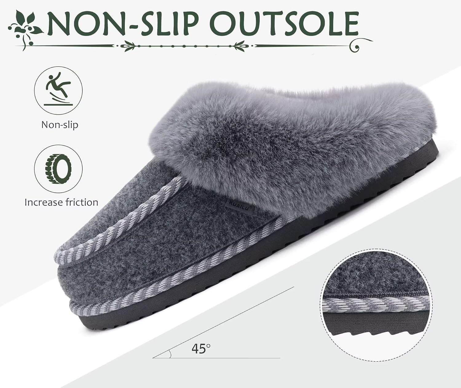 image:imageKuaiLu Womens Memory Foam Moccasin Slippers Plush House Comfy Warm ShoesGrey