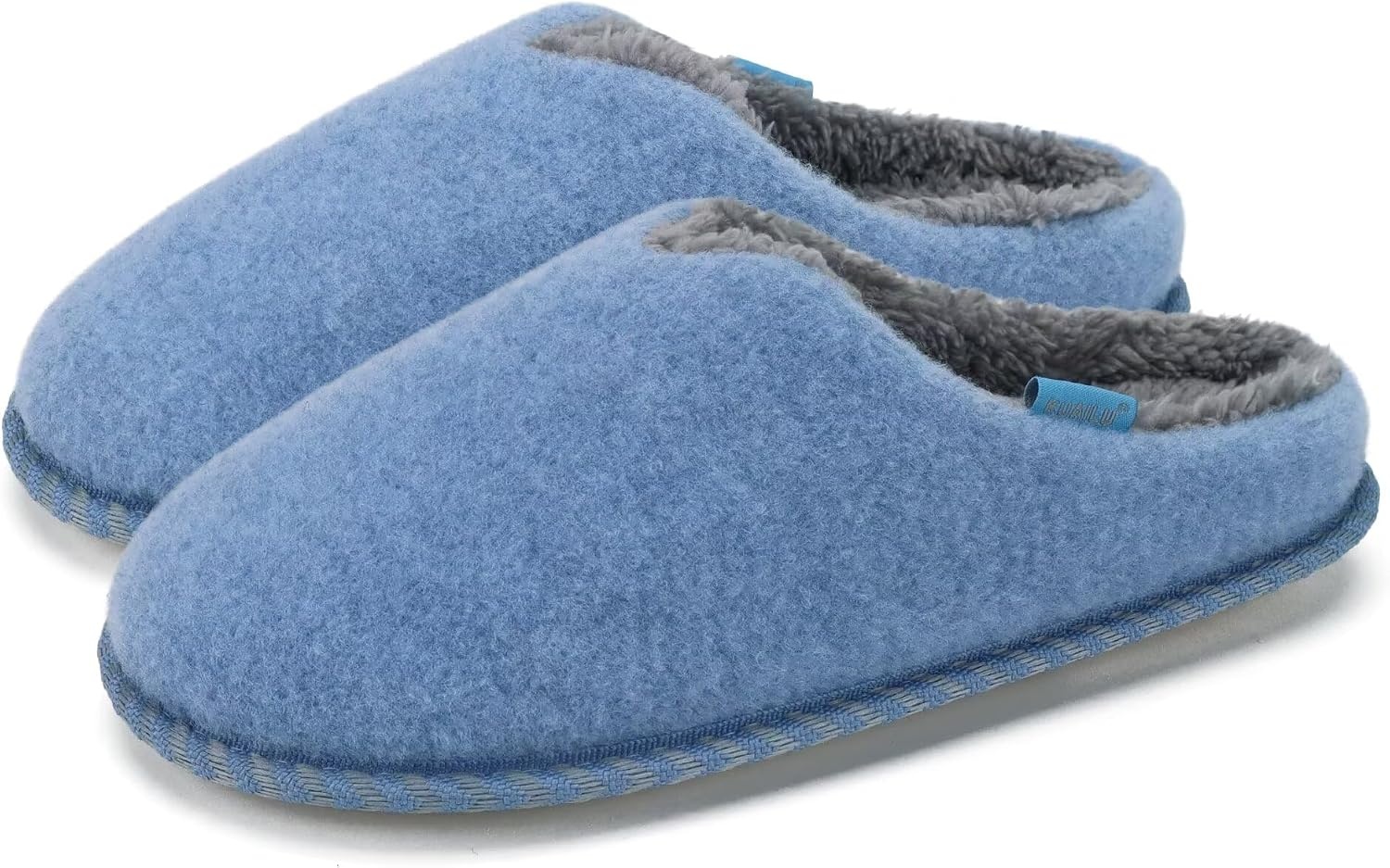 image:imageKuaiLu Womens Supportive Memory Foam Slippers Felt Fuzzy Lined Heel Cushion Lightweight House Shoes for Indoor OutdoorBlue