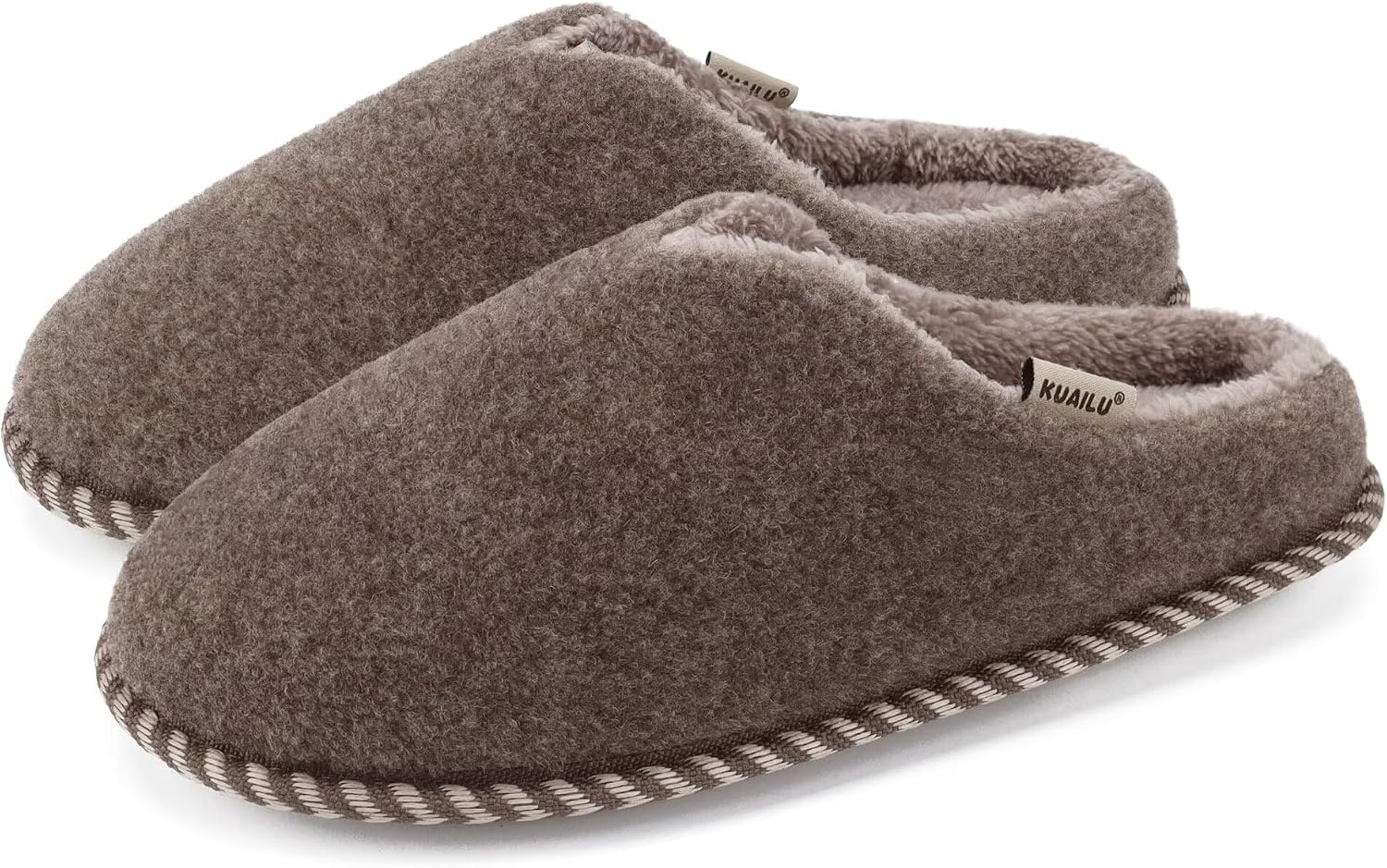 image:imageKuaiLu Womens Supportive Memory Foam Slippers Felt Fuzzy Lined Heel Cushion Lightweight House Shoes for Indoor OutdoorBrown