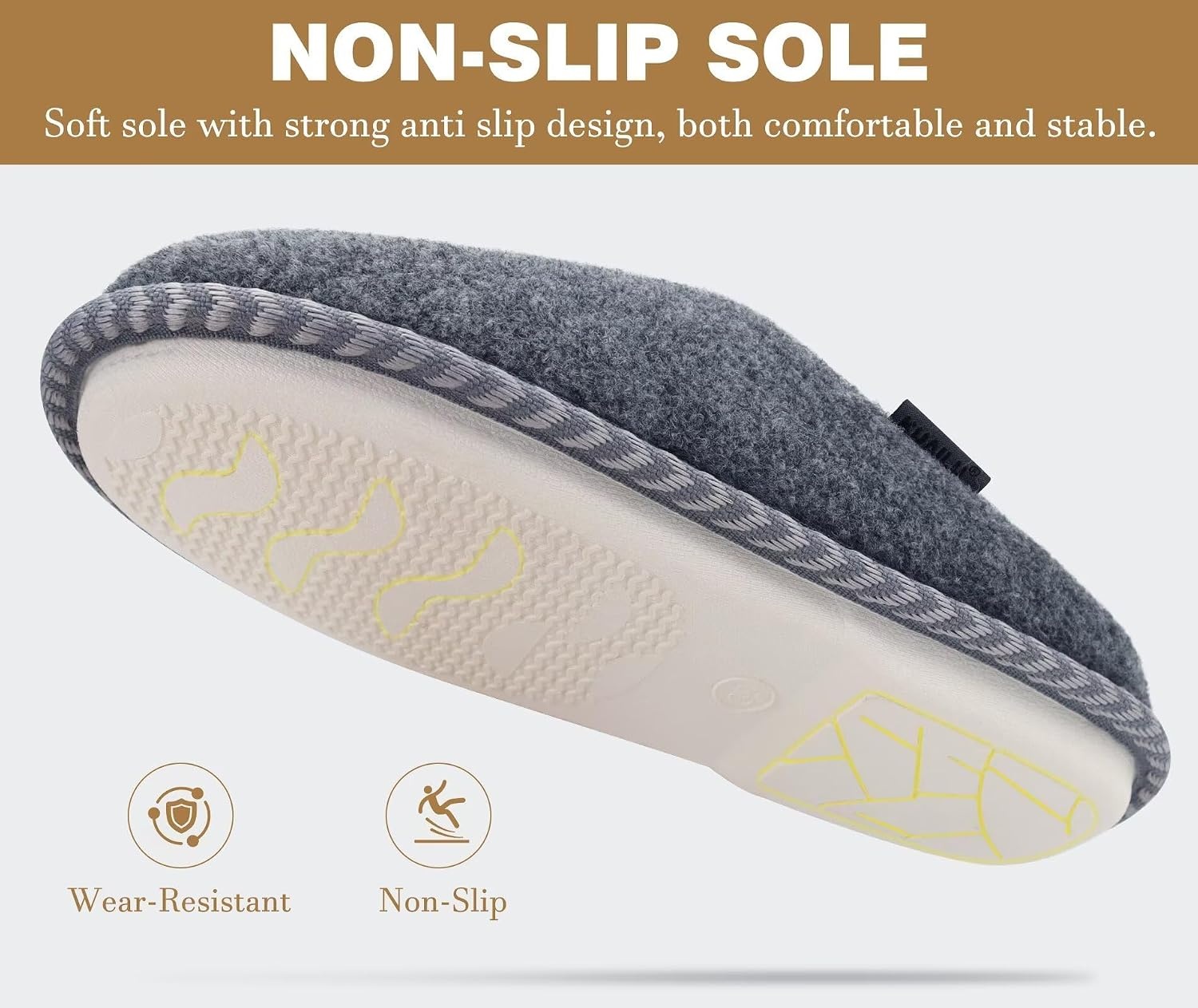 image:imageKuaiLu Womens Supportive Memory Foam Slippers Felt Fuzzy Lined Heel Cushion Lightweight House Shoes for Indoor OutdoorGrey