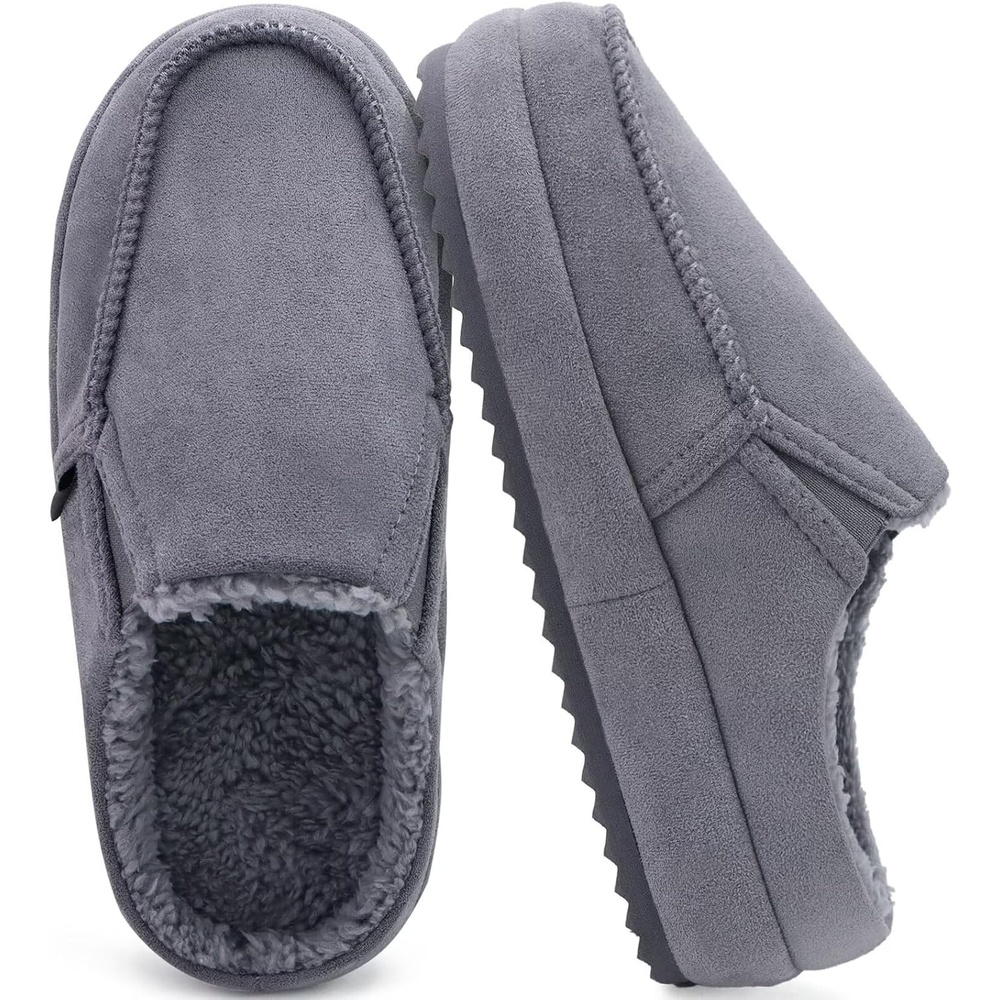 image:imageKuaiLu Womens Clog Slippers Cozy Warm Plush Lined With Arch Support Suede Faux Fur House ladies Bedroom Slippers Comfortable Memory Foam Slipon Womans Home ShoesGrey