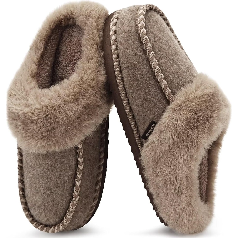 image:imageKuaiLu Womens Memory Foam Moccasin Slippers Plush House Comfy Warm ShoesLight Brown