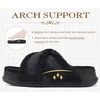 KuaiLu Womens Fuzzy Cross Band Arch Support Memory Foam Indoor Slippers(Elegant Black)