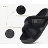 KuaiLu Womens Fuzzy Cross Band Arch Support Memory Foam Indoor Slippers(Elegant Black)