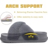 KuaiLu Womens Fuzzy Cross Band Arch Support Memory Foam Indoor Slippers(Grey)