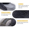 KuaiLu Womens Fuzzy Cross Band Arch Support Memory Foam Indoor Slippers(Grey)