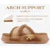 KuaiLu Womens Fuzzy Cross Band Arch Support Memory Foam Indoor Slippers(Khaki)