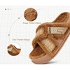 KuaiLu Womens Fuzzy Cross Band Arch Support Memory Foam Indoor Slippers(Khaki)