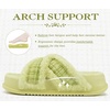 KuaiLu Womens Fuzzy Cross Band Arch Support Memory Foam Indoor Slippers(Neon Green)