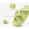 KuaiLu Womens Fuzzy Cross Band Arch Support Memory Foam Indoor Slippers(Neon Green)