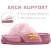 KuaiLu Womens Fuzzy Cross Band Arch Support Memory Foam Indoor Slippers(Pink)